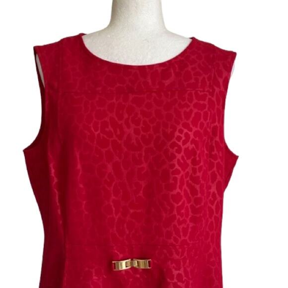 Evan Picone Dress Red Monochromatic Print Sleeveless Lined Holiday Dress Size 14 - Picture 3 of 12